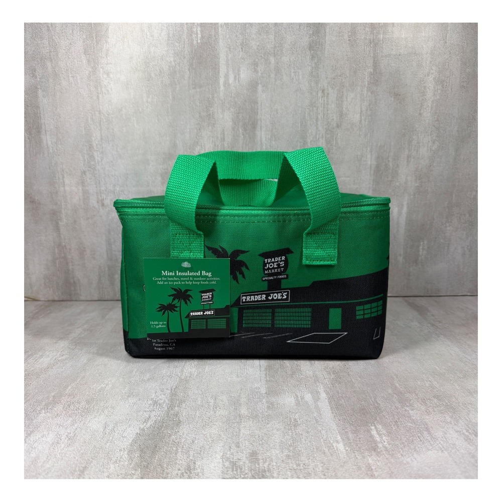 Trader Joe's Mini Insulated Bag Green 1.5 Gallon Cooler Lunch Tote SKU 78917